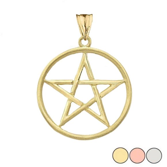 10K Solid Gold Satin Finish Pentagram Pendant